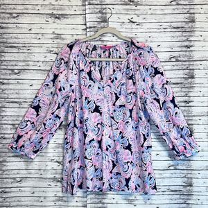 Lilly Pulitzer 3/4 Sleeve Willa Top It’s for Shore